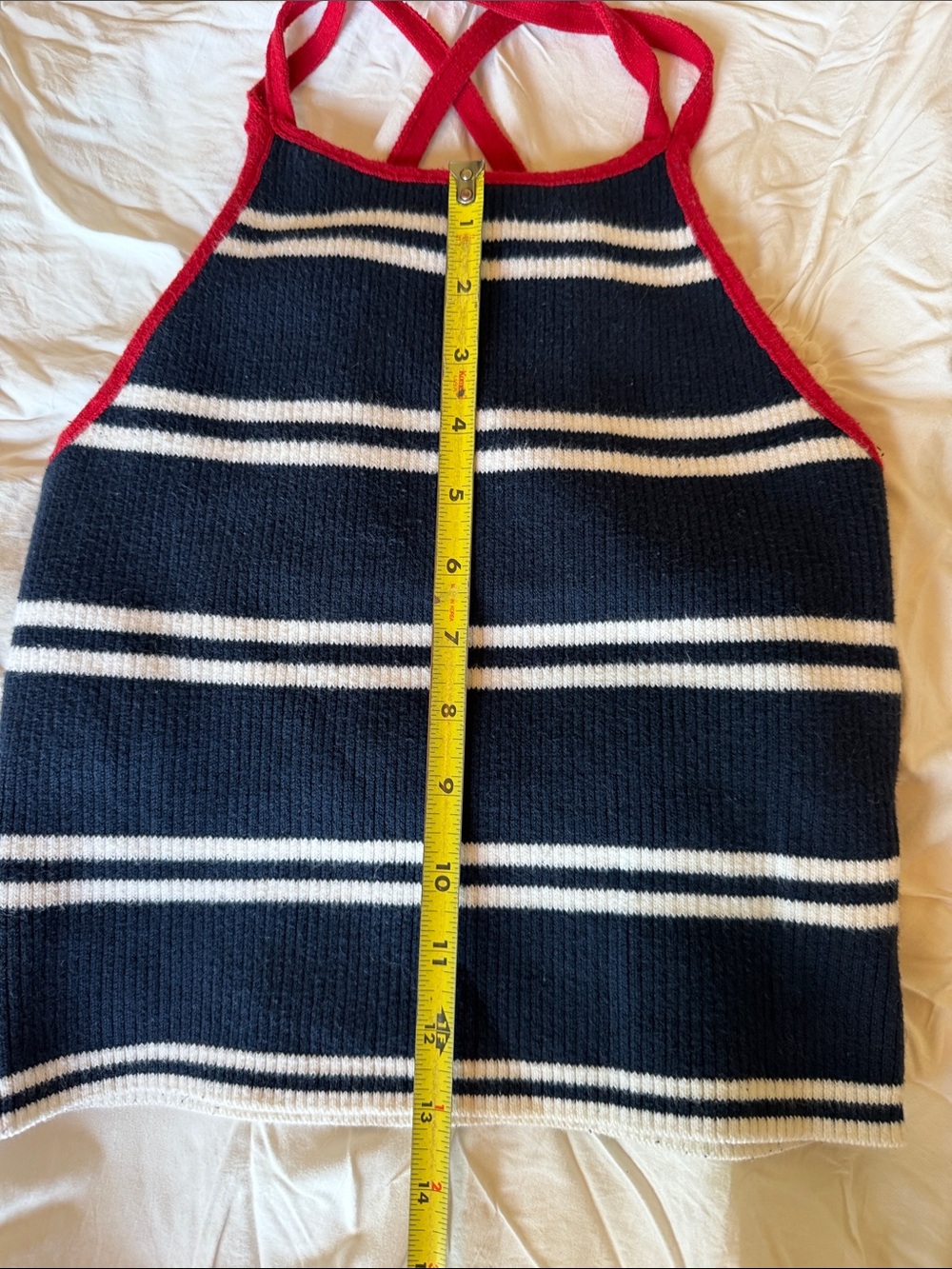 Hollister Navy Blue & White Striped Knit Halter Tank with Red Trim. SMALL. EUC - Picture 5 of 10